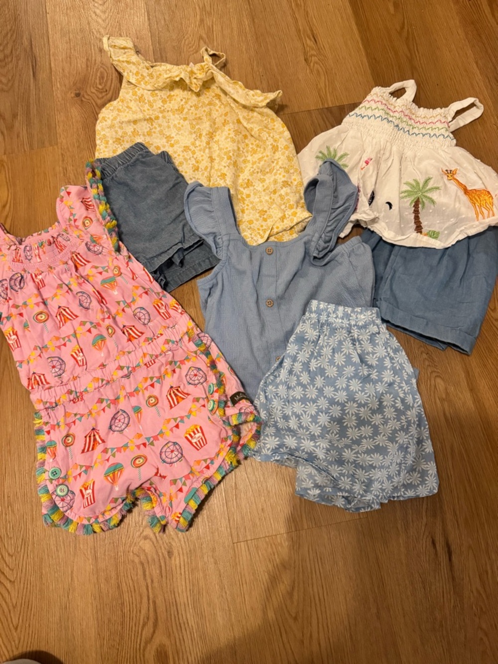 Mixed Girls Summer Clothing Lot - Pink, Yellow, Blue, White